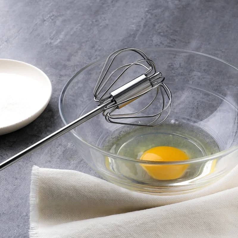 Stainless Steel Egg Beater Manual Whisk Mixer Hand Pressure Kitchen Tool — image 2