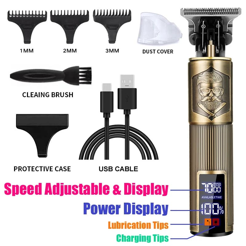 Professional Hair Clipper Barber Rechargeable Trimmer Machine Carving Metal — image 11