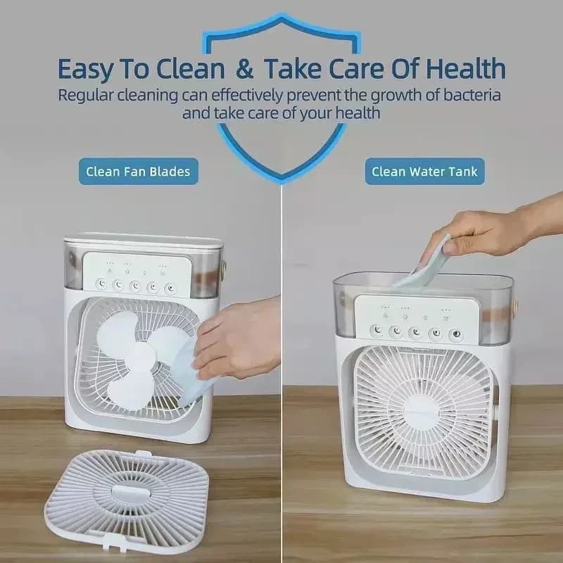 3 In 1 Air Cooler Fan Humidifier LED Night Light Portable New Conditioner Small — image 6