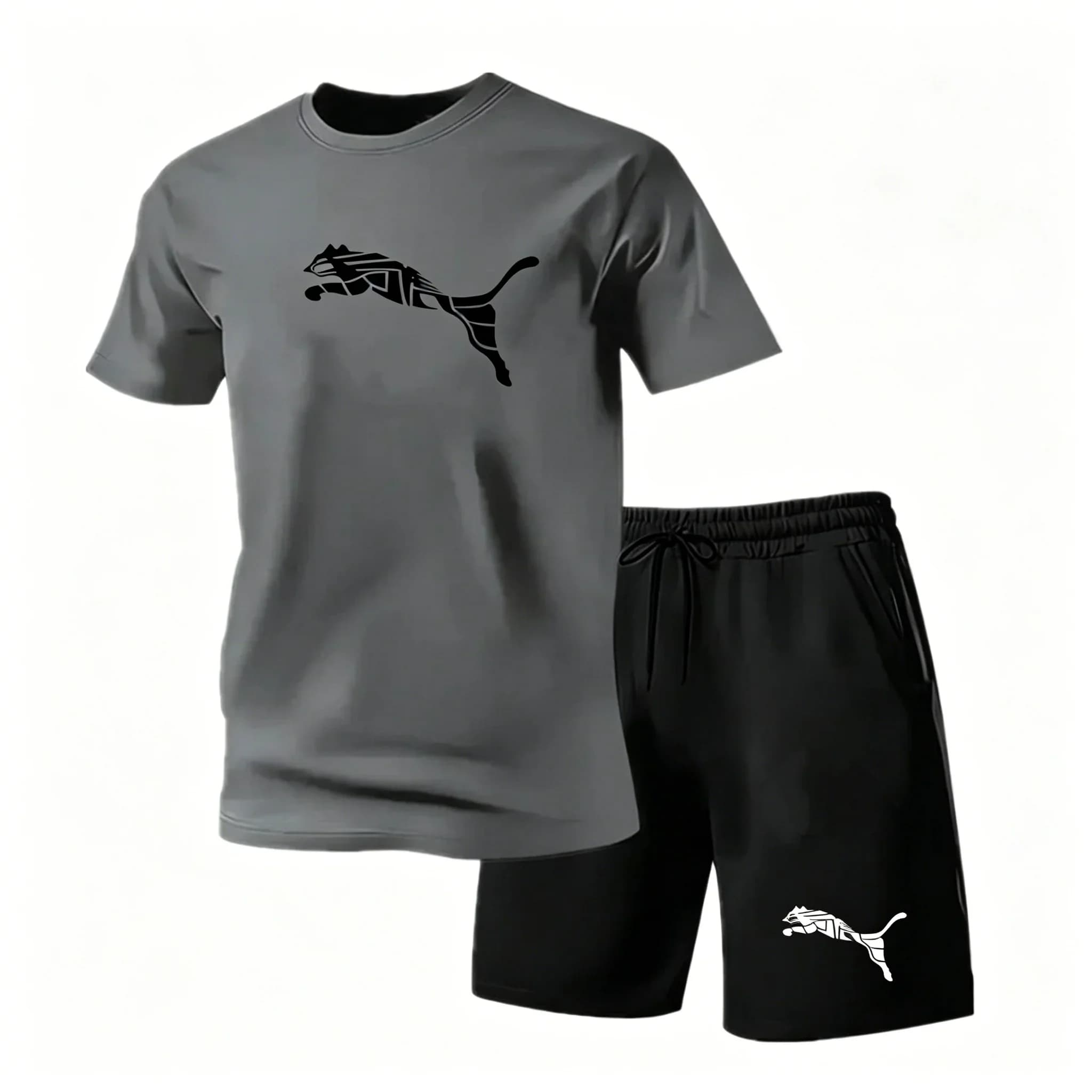Men's Casual T-Shirt and Shorts Two-Piece Set Summer Outdoor Sports Breathable — image 8
