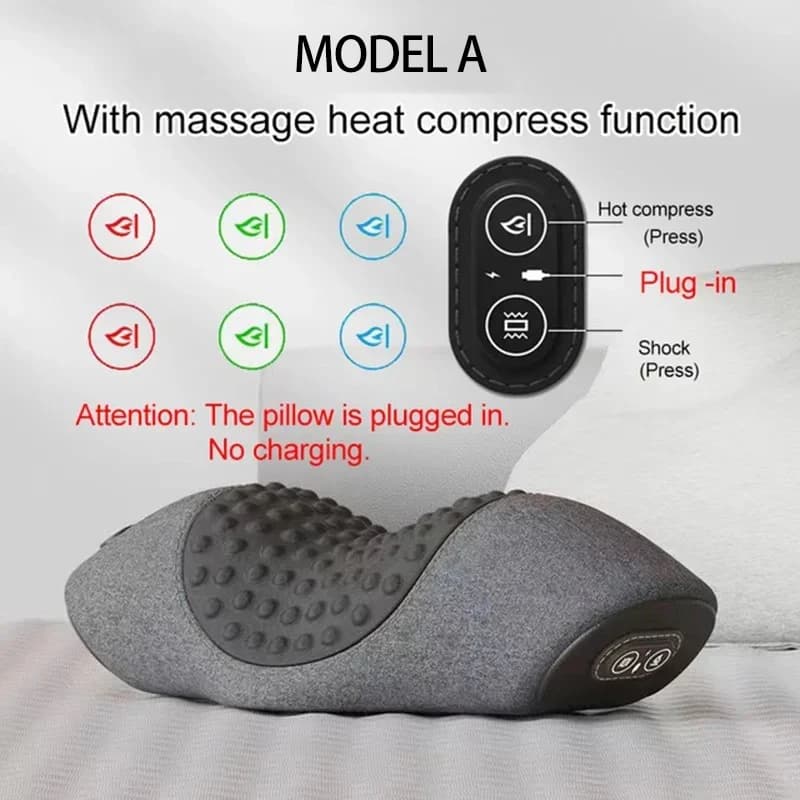 Electric Neck Massager Cervical Pillow Hot Compress Heating Vibration New Back U — image 8