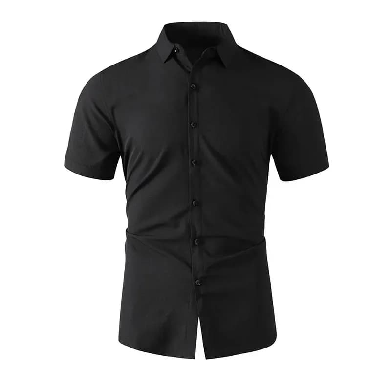 Men's Business Casual Short Sleeve Shirt Summer No-Iron Versatile Solid Colour — image 6