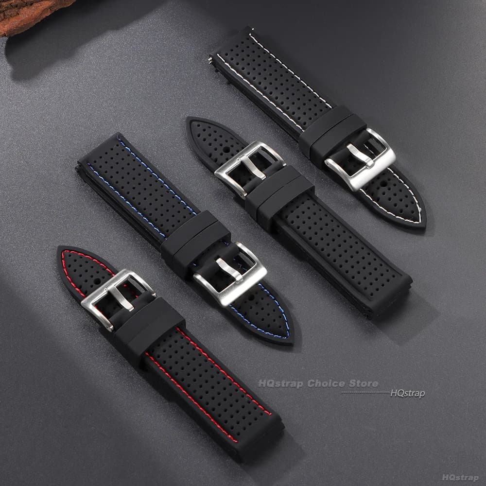 Soft Rubber Watch Strap Men Women Sport Waterproof Silicone 20mm Breathable Band — image 3