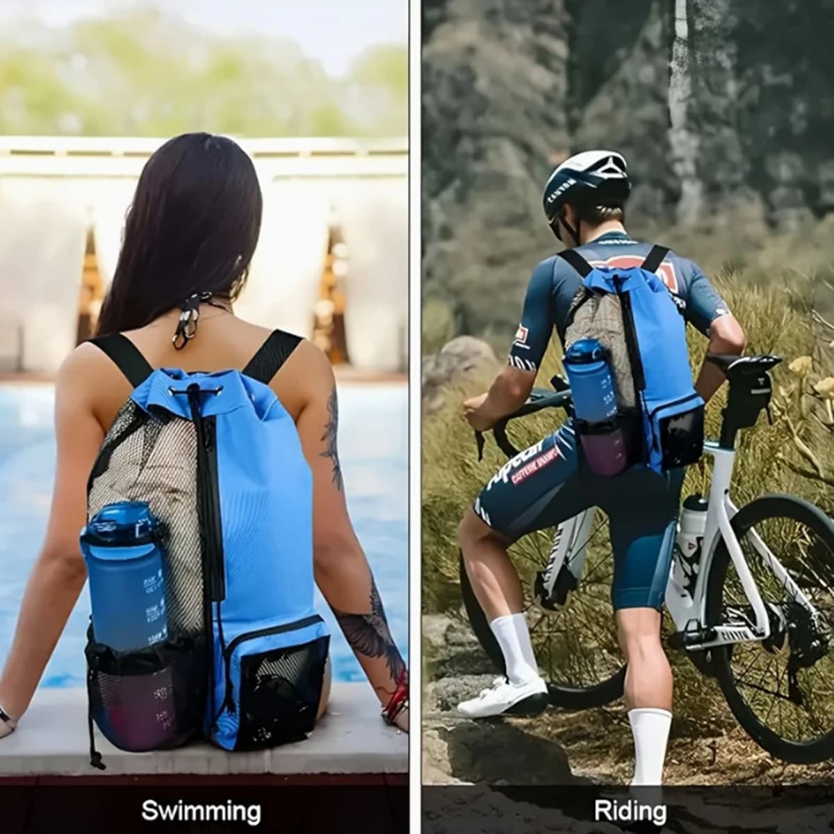 Beach Backpack Mesh Drawstring Wet Bag Swimming Gym Yoga Storage New Outdoor Set — image 3