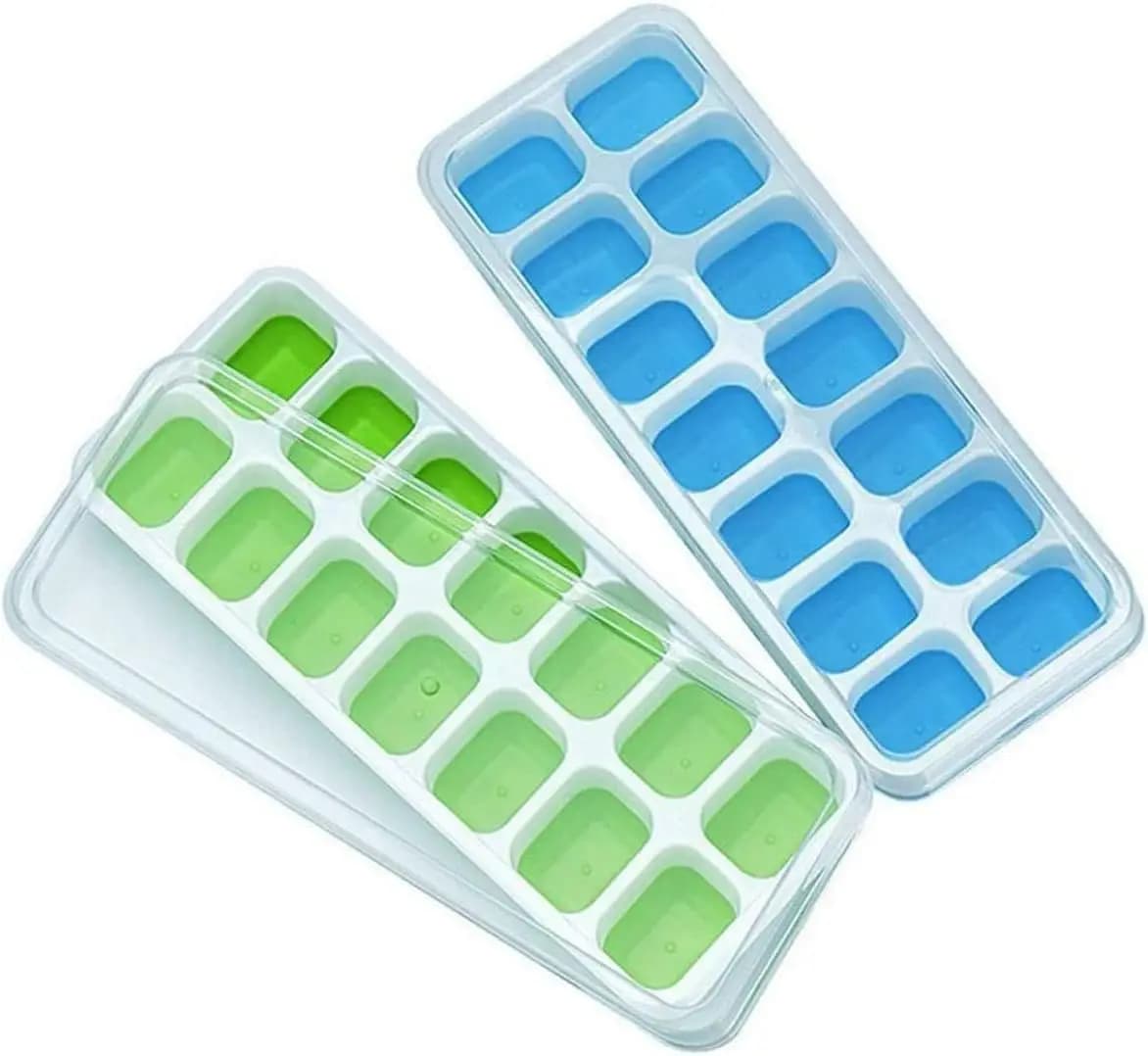 Silicone Ice Cube Tray Mould Square 14 Cube Easy Release with Lid for Kitchen Bar — image 7