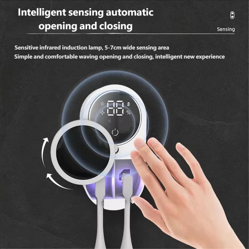 USB Rechargeable Smart Toothbrush Sterilizer UV Disinfection Wall-Mounted Air Drying Holder — image 2