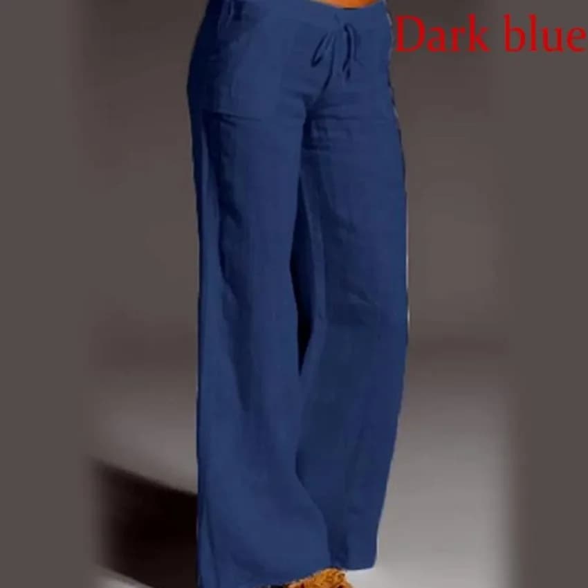 Women's High-Waisted Bell Bottom Pants Cotton Linen Casual Comfort Fit New Best — image 3