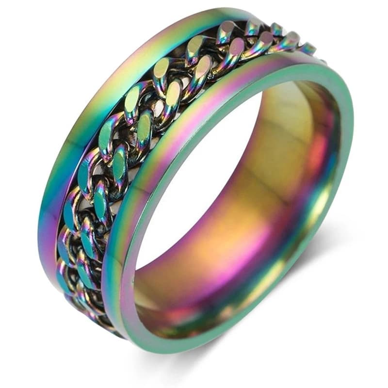 Rotating Stainless Steel Spinner Ring Anti-Anxiety Fidget Punk Couple Ring — image 11