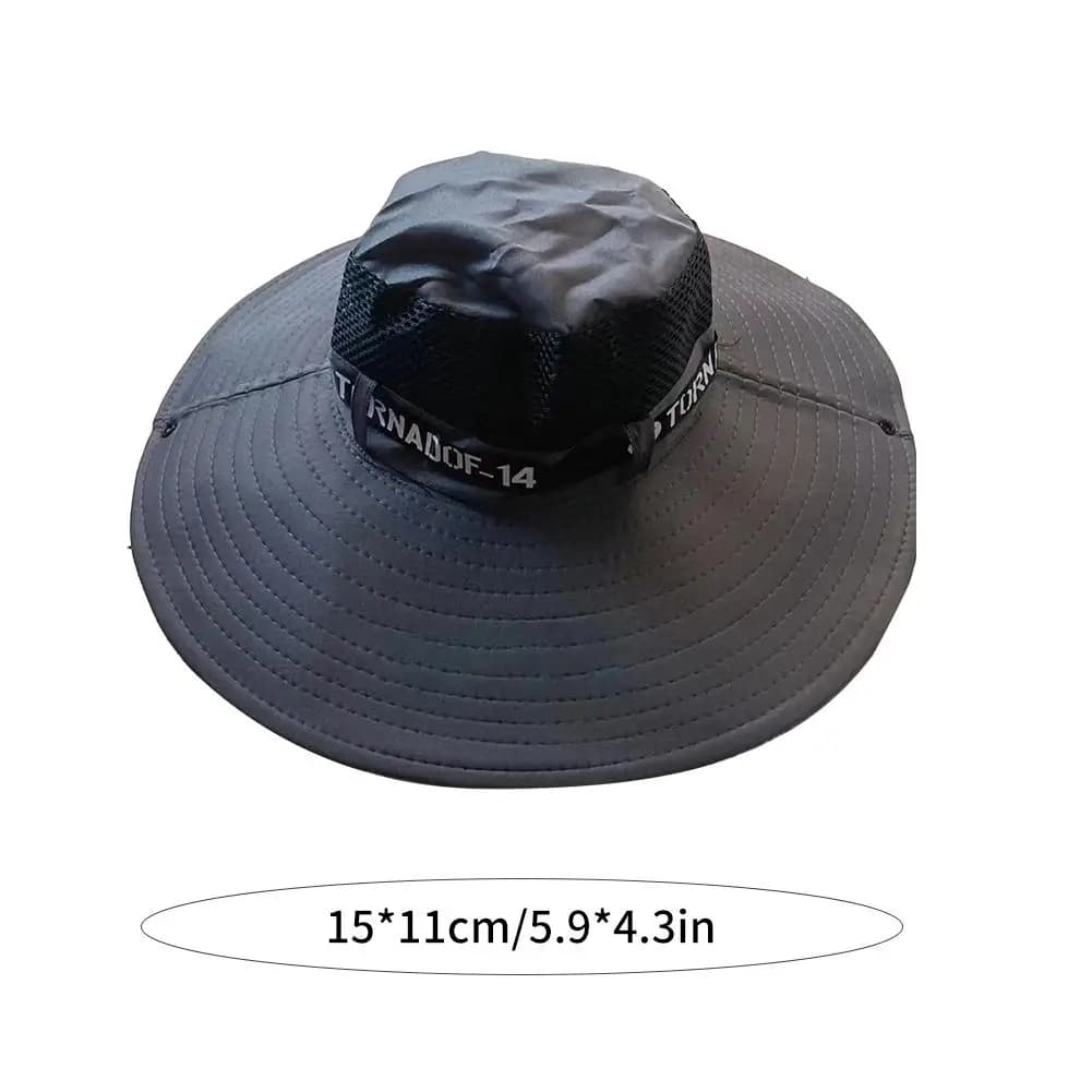 Wide Brim Sun Hat 15cm UV Protection Fishing Hat Mesh Summer Cap Men Women — image 6