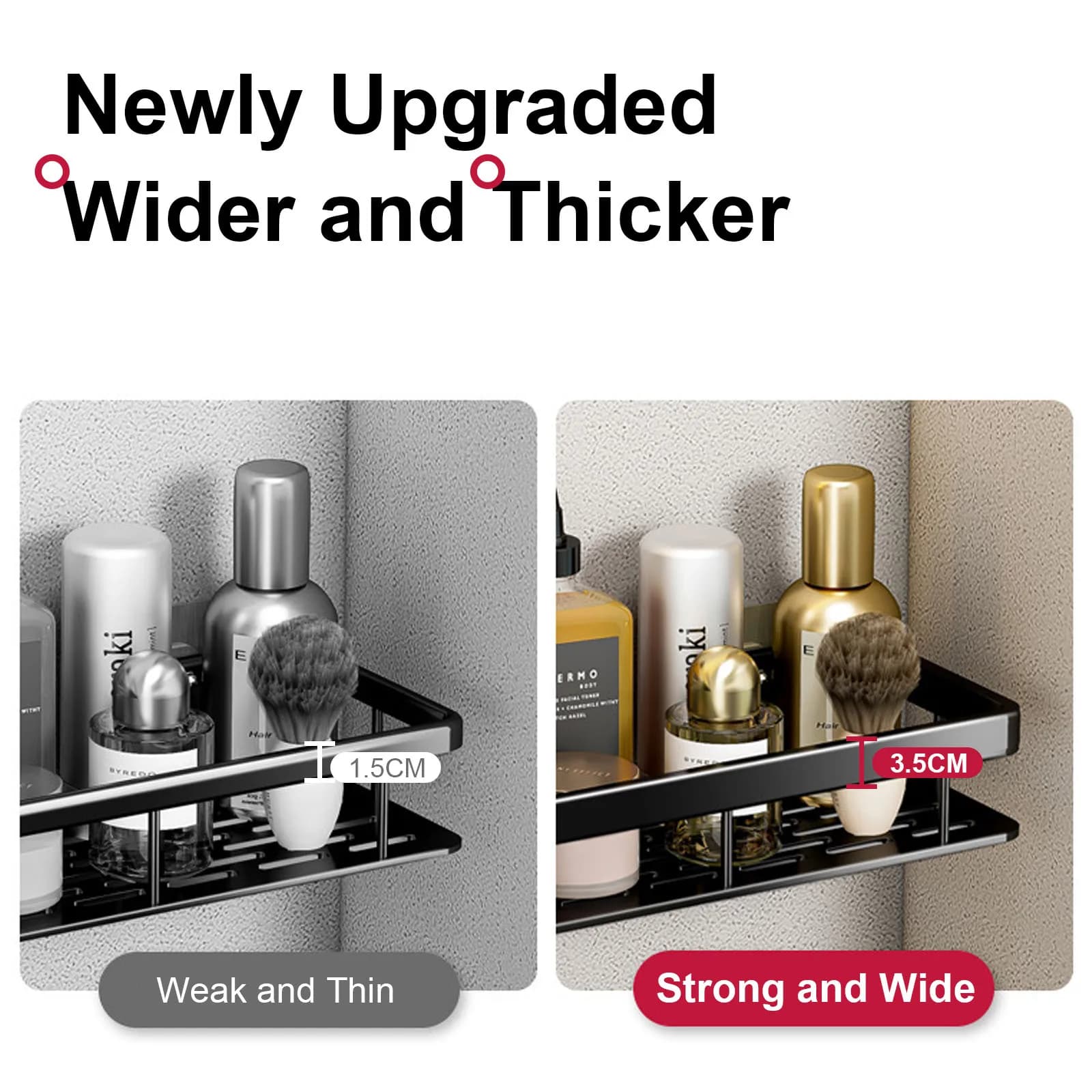 No Drill Shower Corner Shelf Wall Mounted Bathroom Rack for Shampoo Storage — image 6