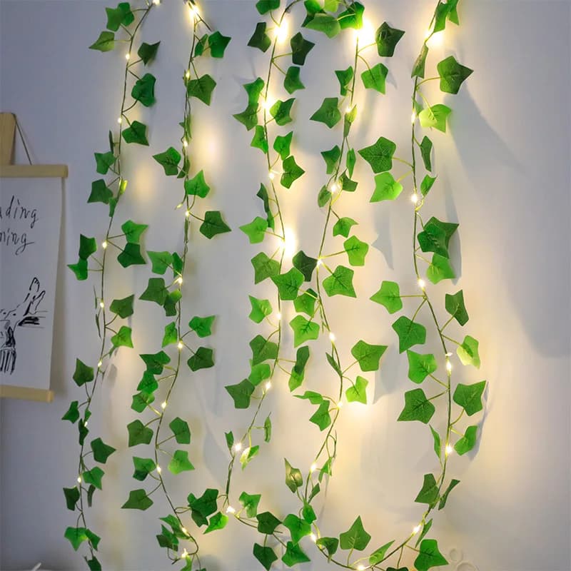 2M Green Leaf String Lights Artificial Ivy Vine Fairy Lights Wedding Party UK — image 2