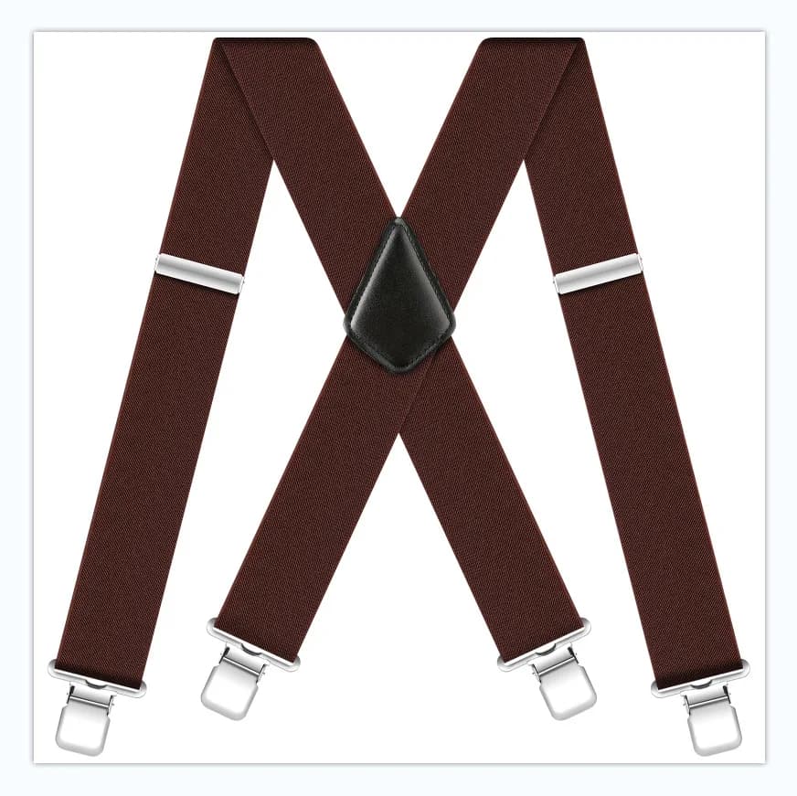 Men's Suspenders Braces 50mm Wide Elastic X-Shaped Four Clip Black — image 4