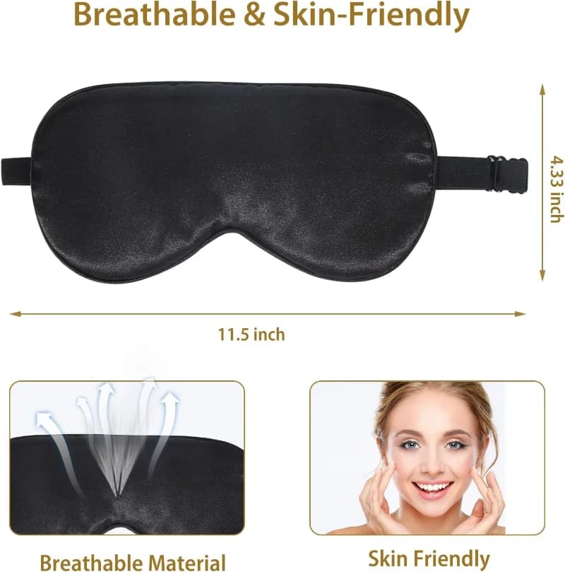 Sleep Eye Mask Blackout 100% Zero Pressure Silk Blindfold Adjustable New Soft UK — image 4