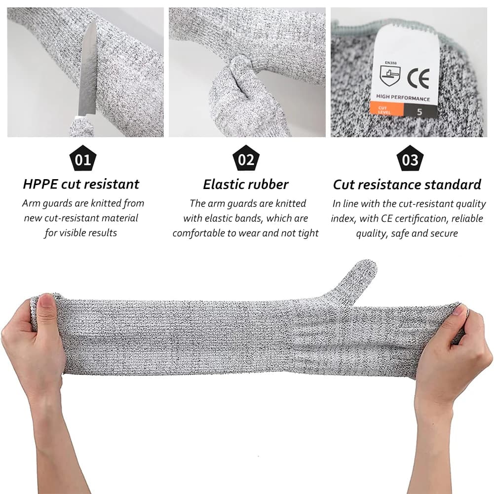 Cut Resistant Arm Sleeve Level 5 HPPE Breathable Food Grade 1 Pc — image 3