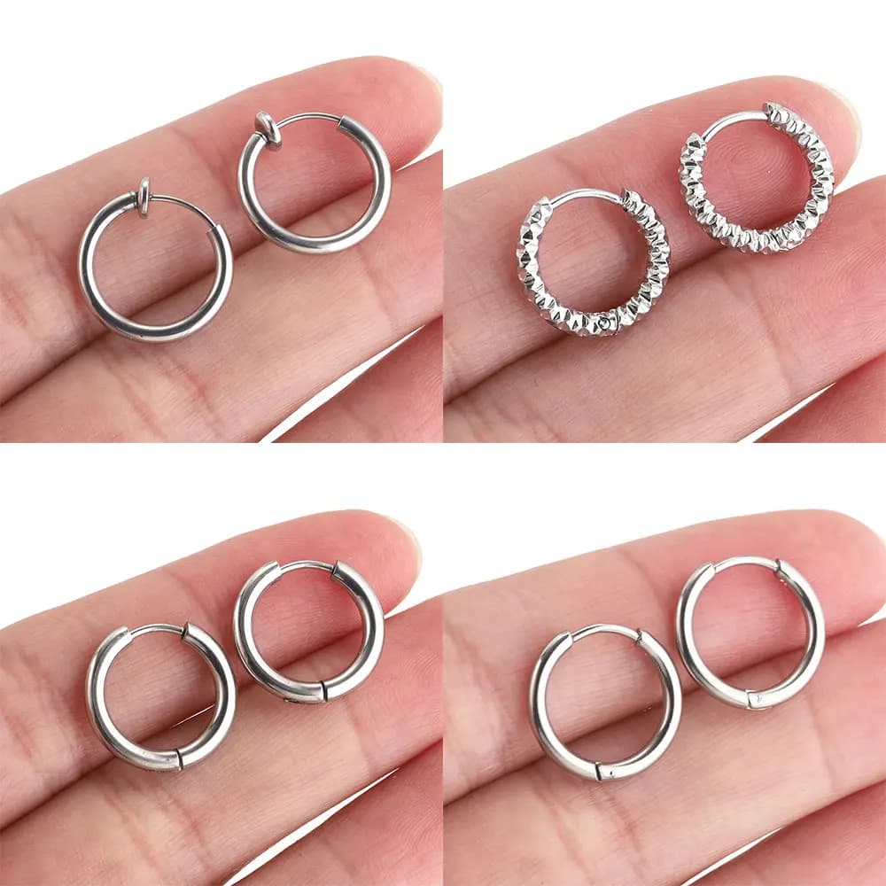 6 Pcs Stainless Steel Hoop Earrings Set for Women Korean Style Jewellery — image 2