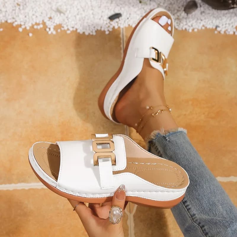 Women's Platform Slippers Metallic Open Heel Sandals Summer Beach — image 15