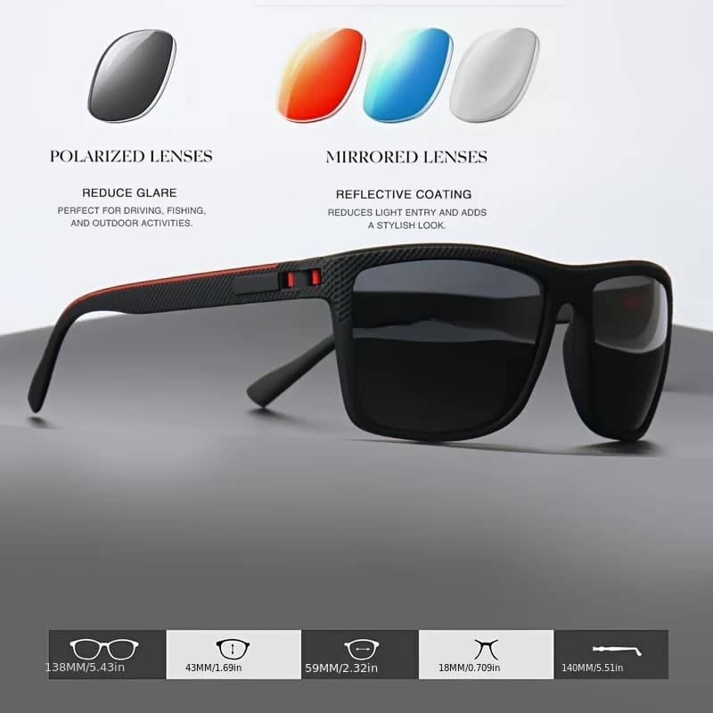 Polarised Square Sunglasses with Spring Hinge for Cycling and Fishing — image 2