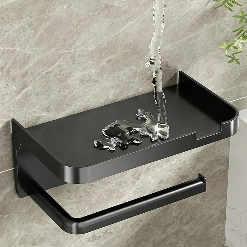 Wall Mounted Toilet Paper Holder No Drill Bathroom Shelf Tissue Dispenser UK — image 3