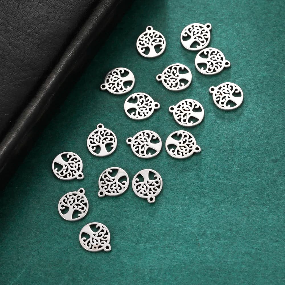 5 Pcs Stainless Steel Tree of Life Charms DIY Jewellery Making Moon Cross Pendants — image 3