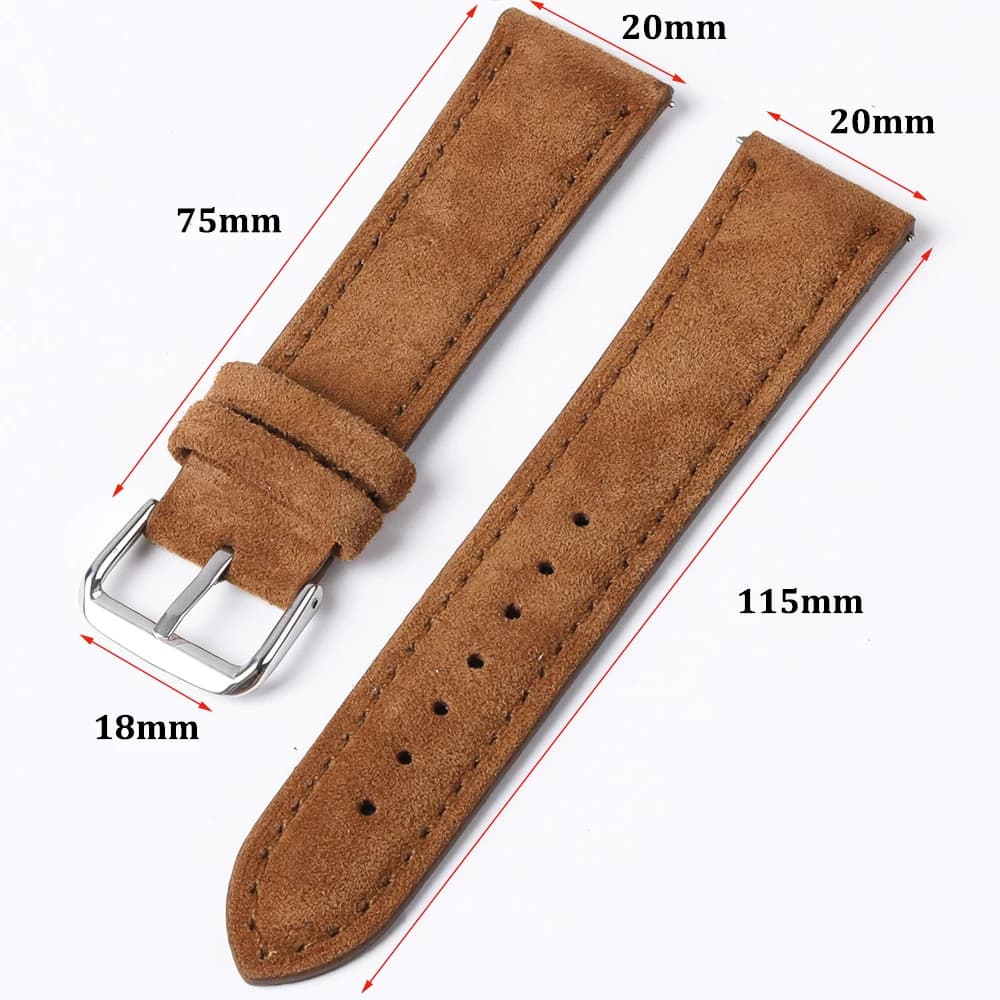 Watch Strap 18mm 19mm 20mm 22mm Suede Cowhide Handmade New Vintage Band Gray for — image 3