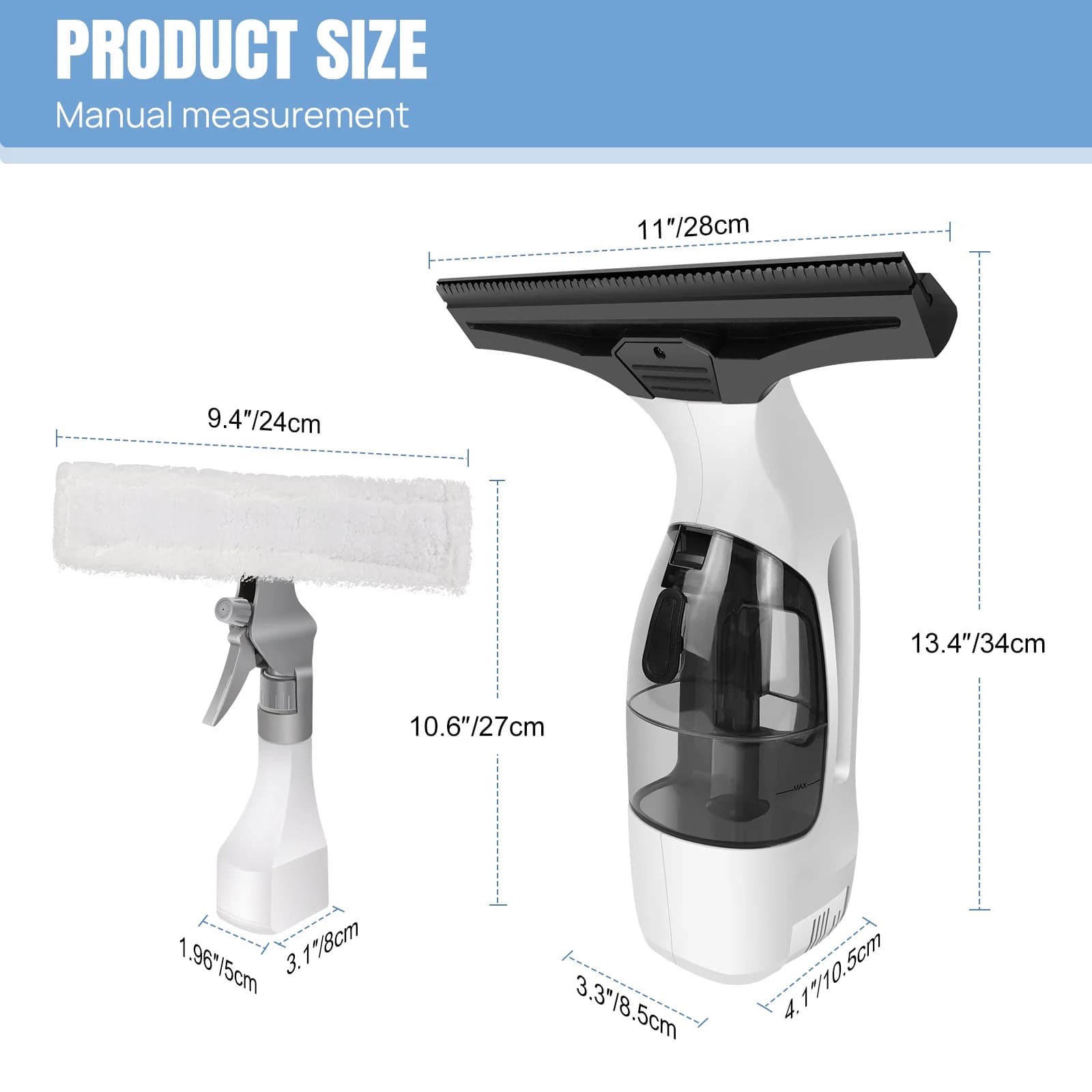 Cordless Window Vacuum Cleaner Rechargeable Glass Shower Mirror Squeegee Cleaner — image 2