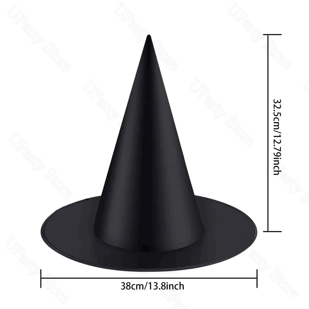 12 Pcs Halloween Black Witch Hats with Rope Hanging Wizard Hats Bulk UK — image 2