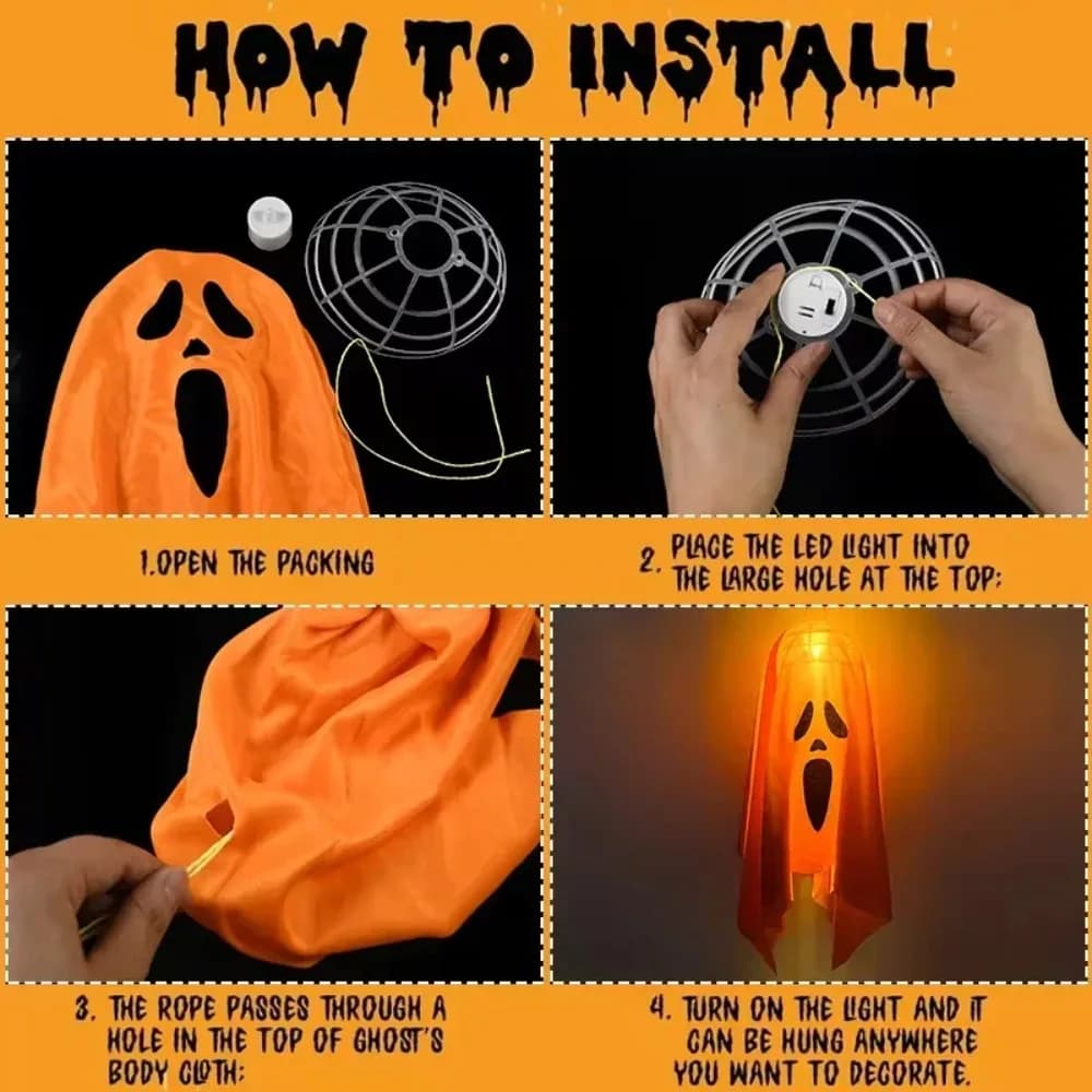LED Glow Ghost Halloween Decoration Hanging Indoor Outdoor Party Decor — image 6