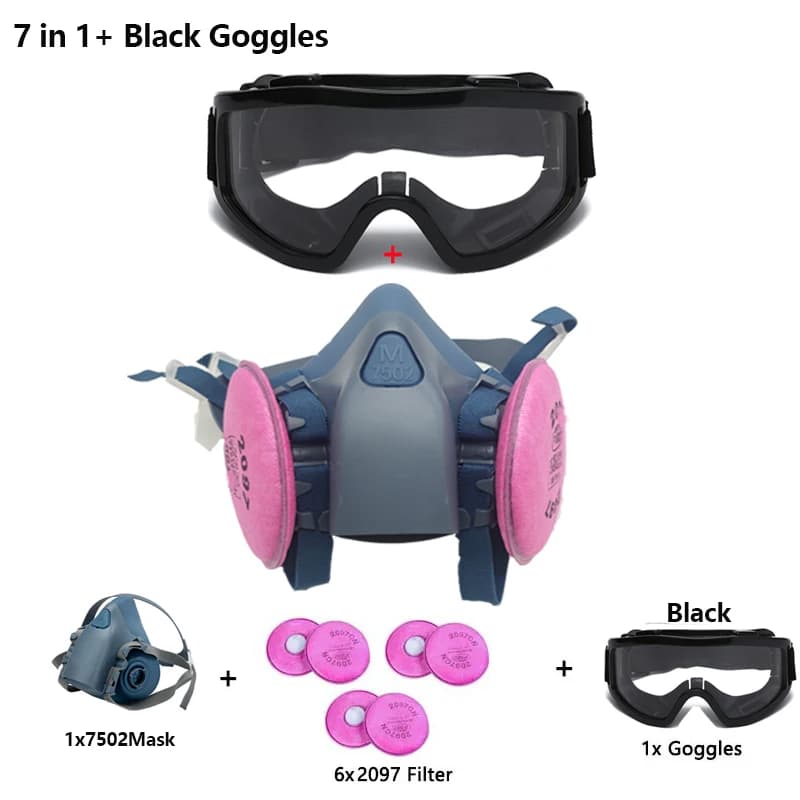Gas Mask Respirator 7502 Silicone Filter Goggles Set Dust Paint New With 2097 UK — image 12
