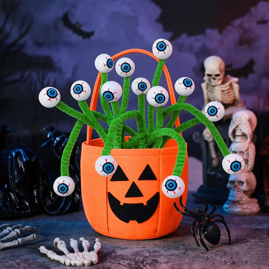 Halloween Pumpkin Tote Bag Gift Set with Eyeball Twisty Sticks Horror Party — image 2