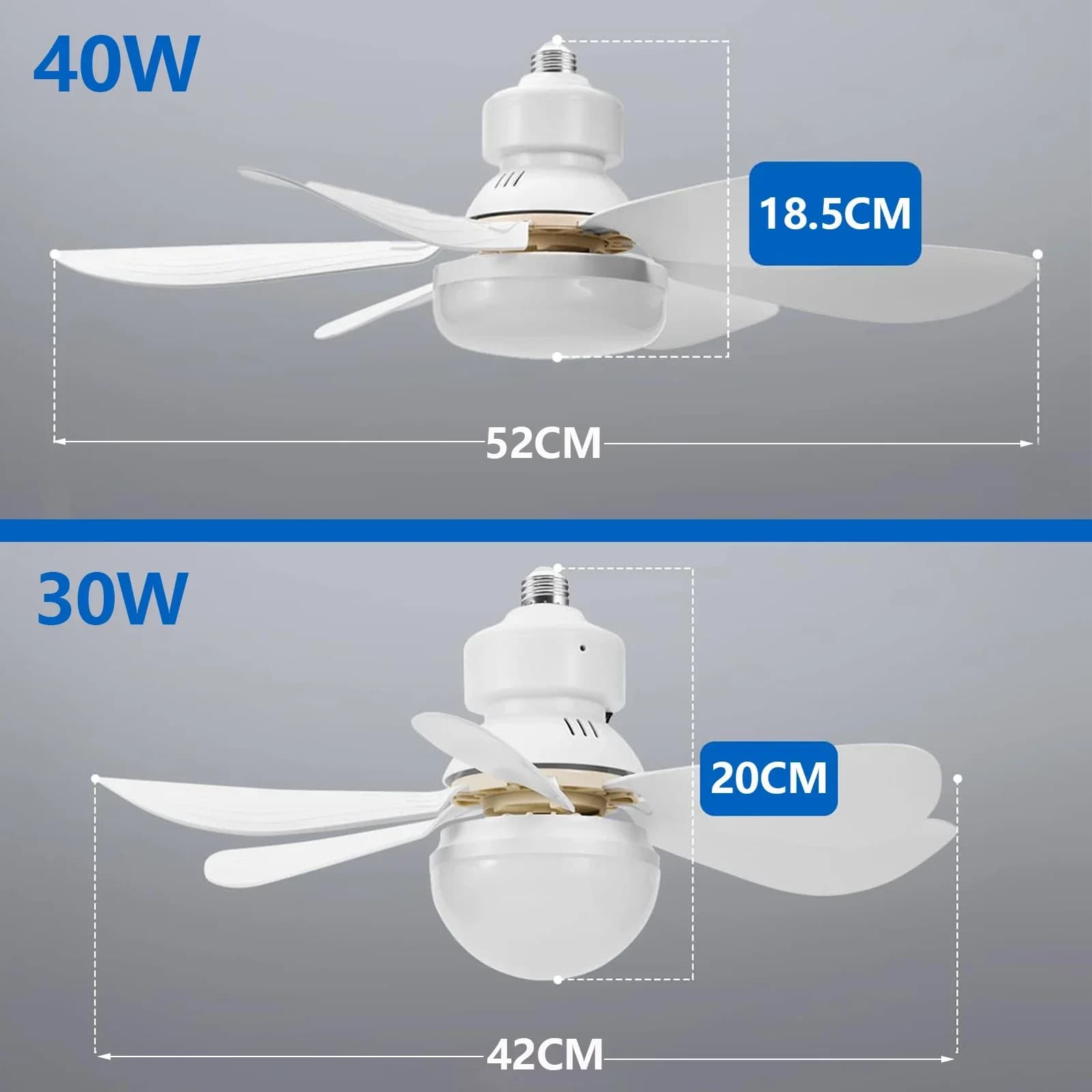 Ceiling Fan with LED Light Remote Control 30W 40W E27 Fans Lamp Base Silent — image 6