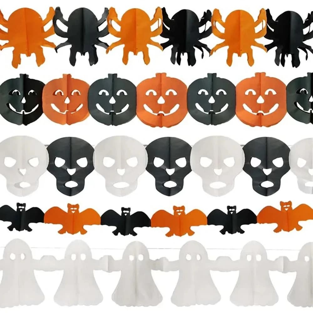 Halloween Paper Banner Spider Pumpkin Ghost Bat Paper Chain Garland Decoration — image 5