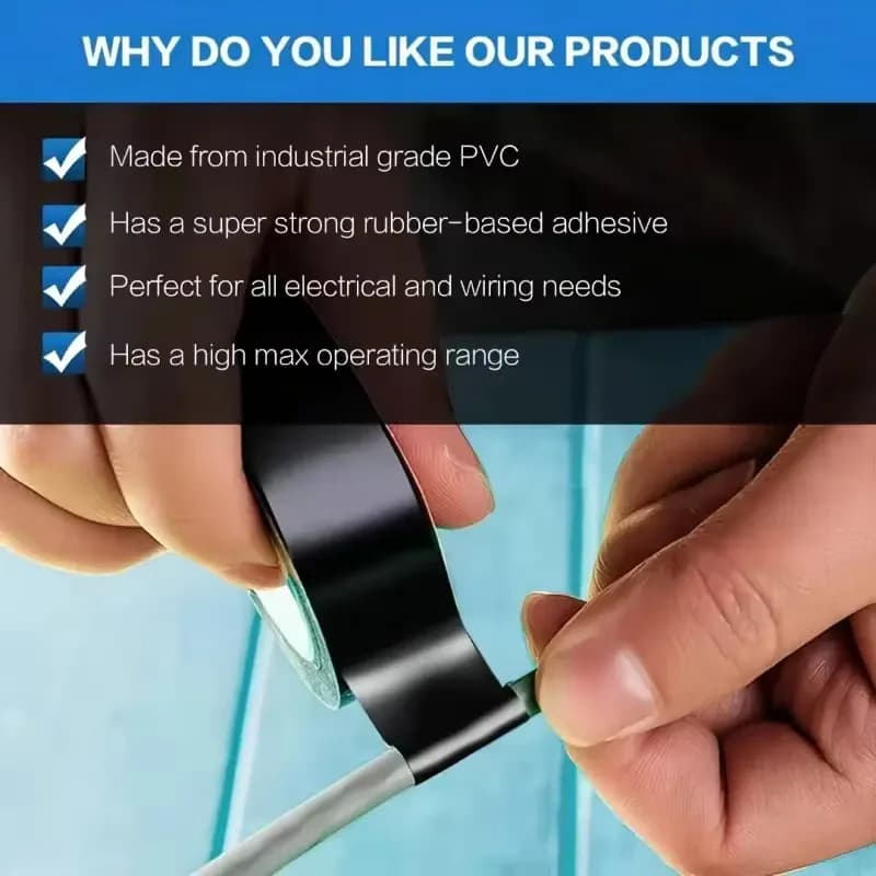 Black Electrical Tape 50m High Temperature Resistant Rubber Durable Soft — image 3