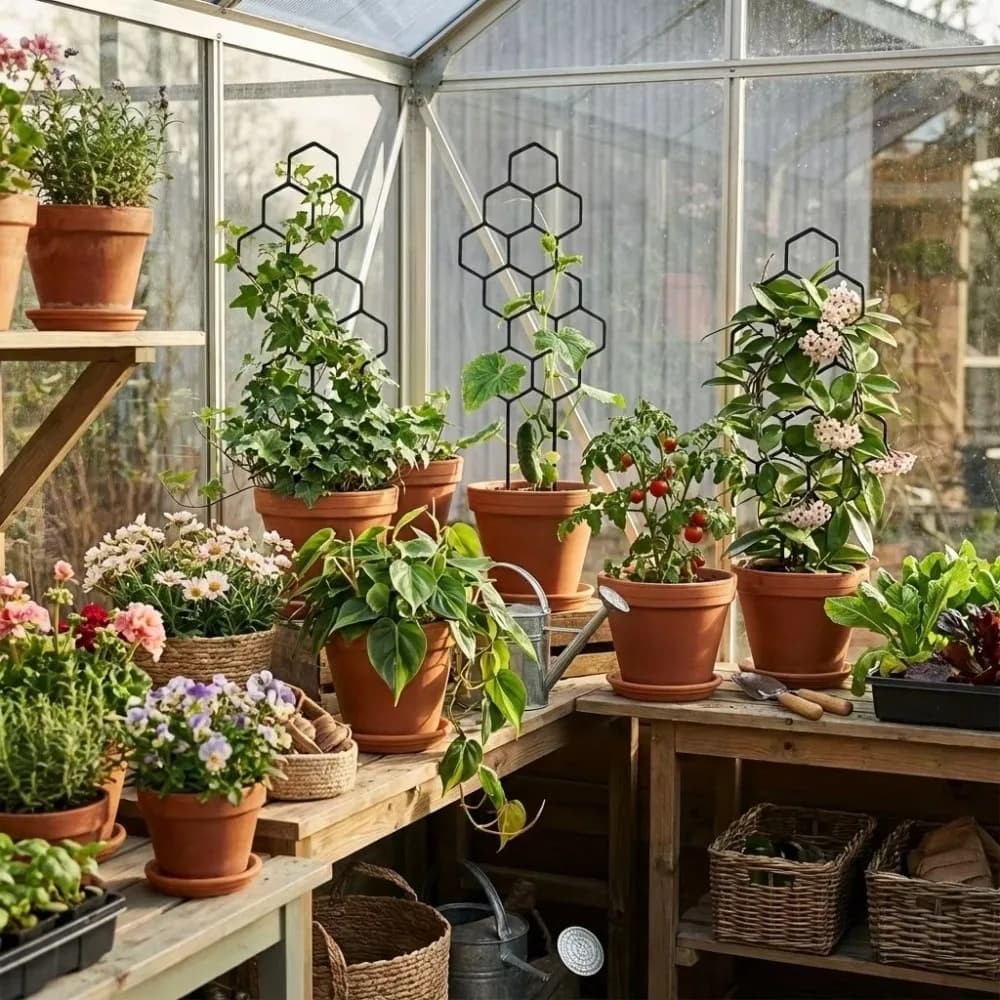 Plant Trellis Honeycomb Design Plastic Support Climbing Frame for Potted Plants — image 3