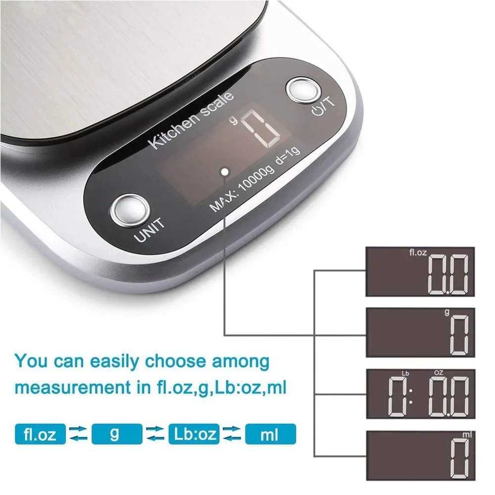 Digital Kitchen Scale 10kg Stainless Steel LCD Electronic Food Scale New Jewelry — image 4