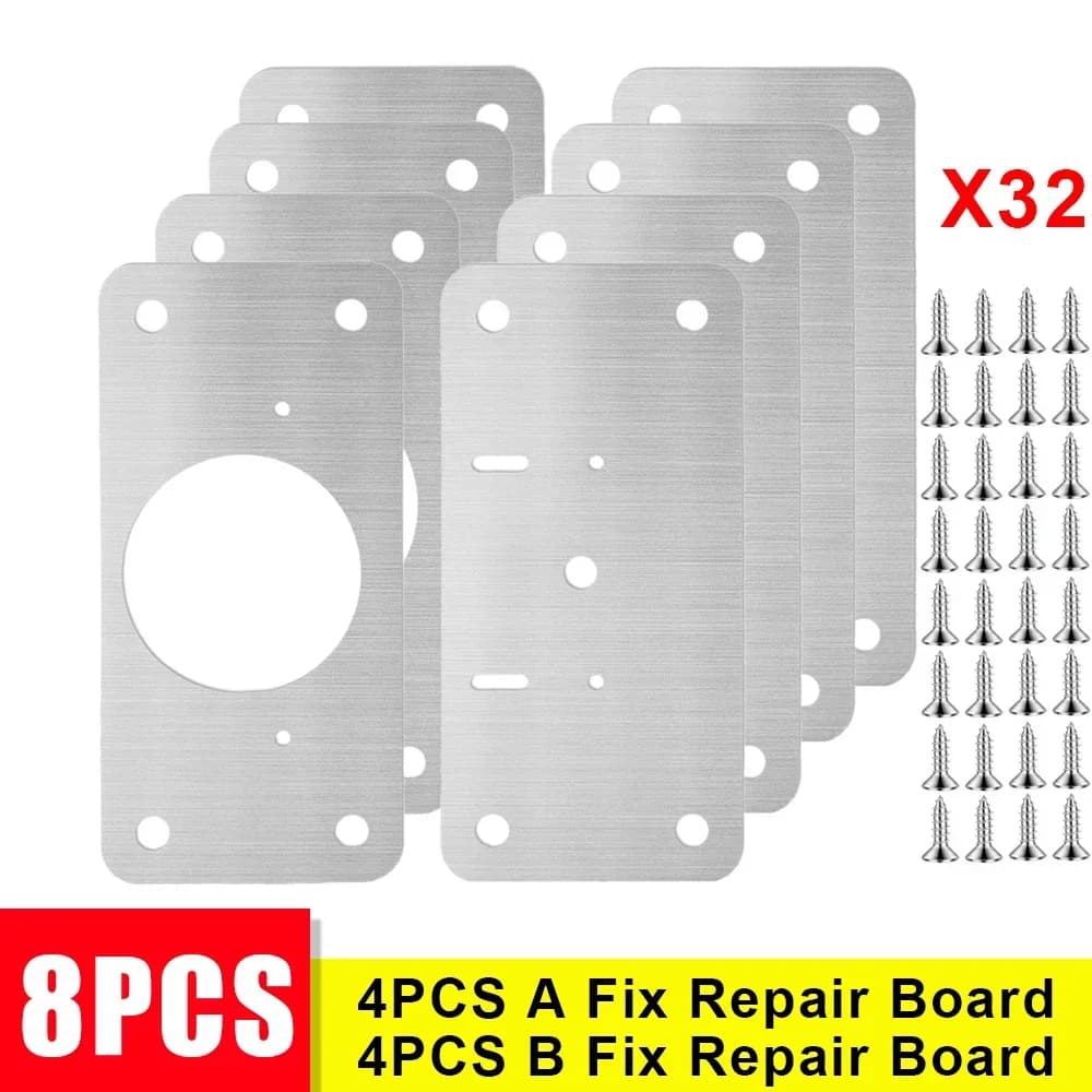 Stainless Steel Hinge Fixing Plate Kit Cabinet Door Repair New 2Pcs Bracket With — image 9