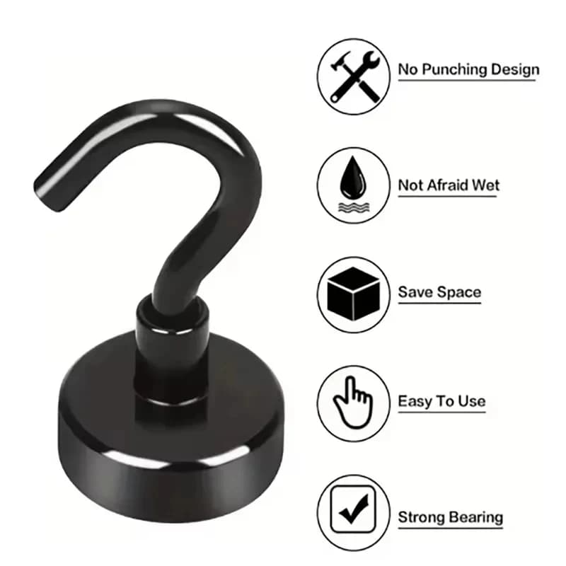6 Pcs Strong Magnetic Hooks Punch-Free Wall Magnet Hooks for Keys Coat Hanging — image 5