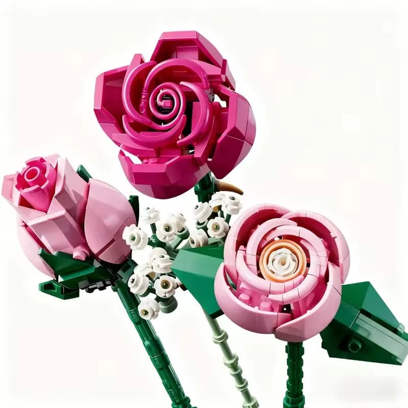 Pink Rose Bouquet Building Blocks Set 789 Pcs Flower Decor — image 3