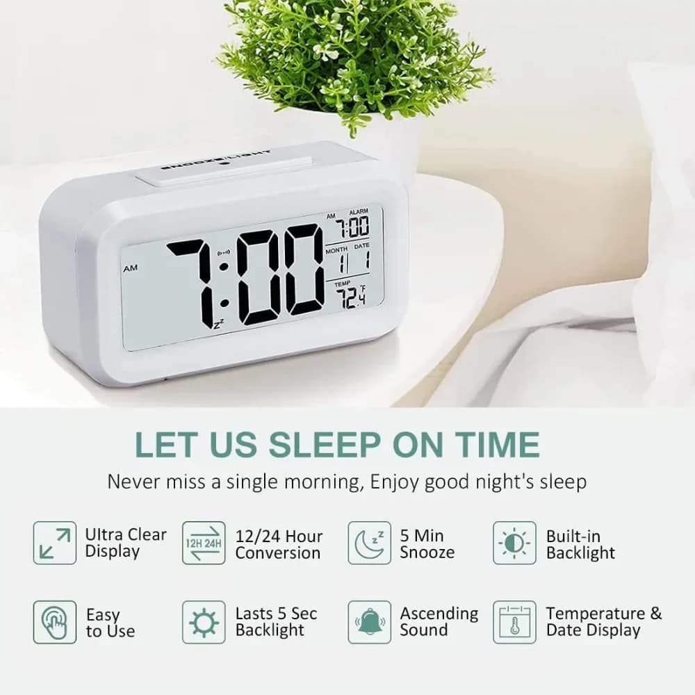 LED Digital Alarm Clock Backlight Snooze Calendar Desktop Table Electronic — image 2