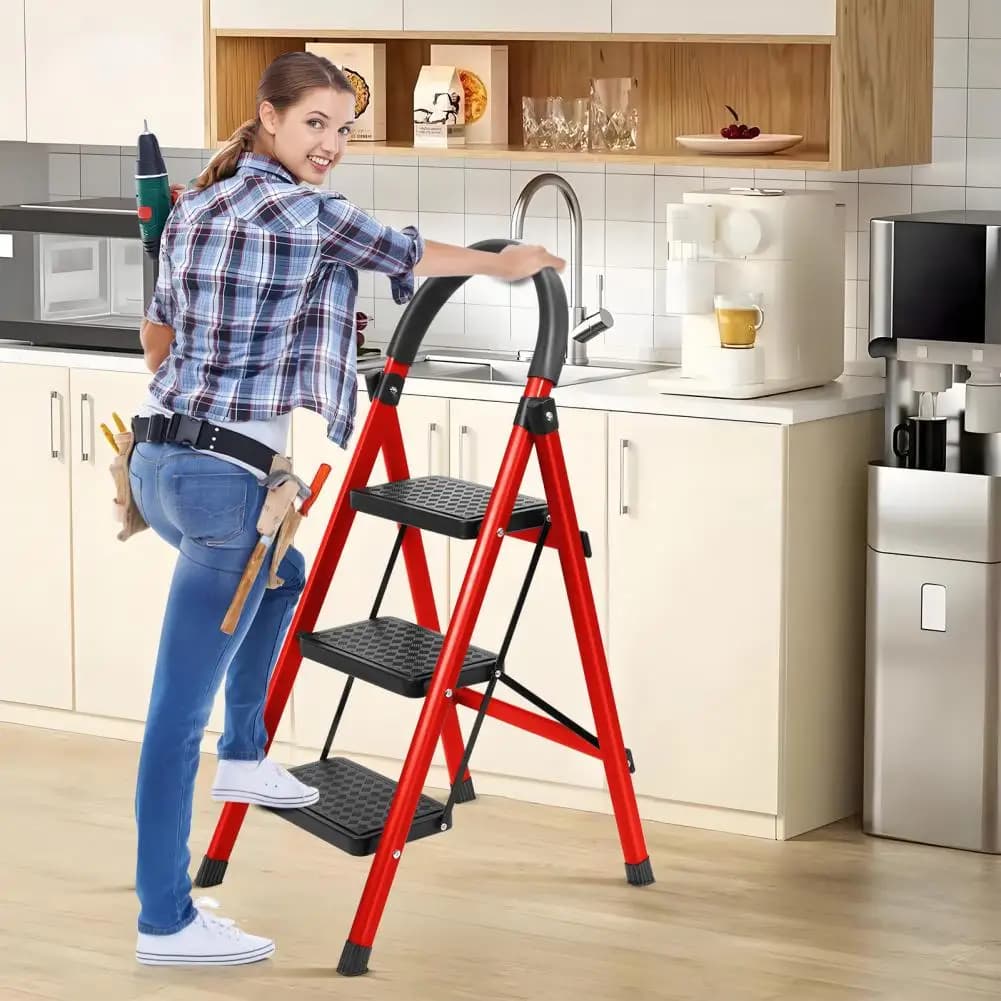 3 Step Ladder Folding Stool 330lbs Load Capacity Home RV Work New Multi Purpose