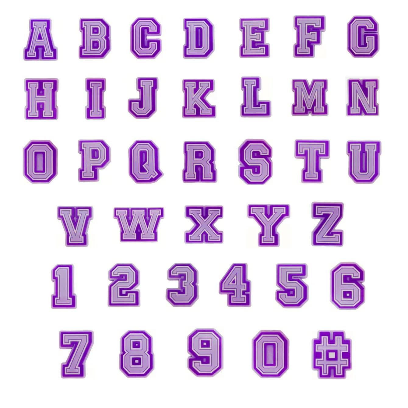 Purple Alphabet Letter Pins Shoe Charms for Crocs Clogs Slides DIY Bubble — image 2