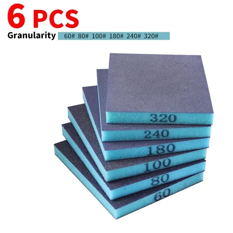 Sanding Sponge 6PCS 60-320 Grit Washable Reusable Wet Dry New Blocks for Metal U — image 7