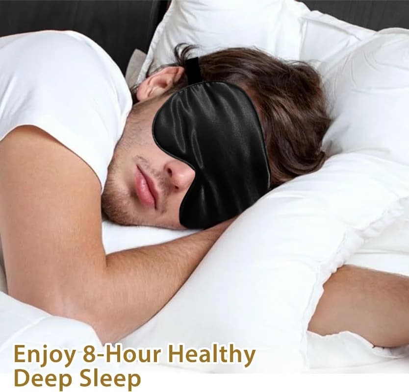 Sleep Eye Mask Blackout 100% Zero Pressure Silk Blindfold Adjustable New Soft UK — image 2