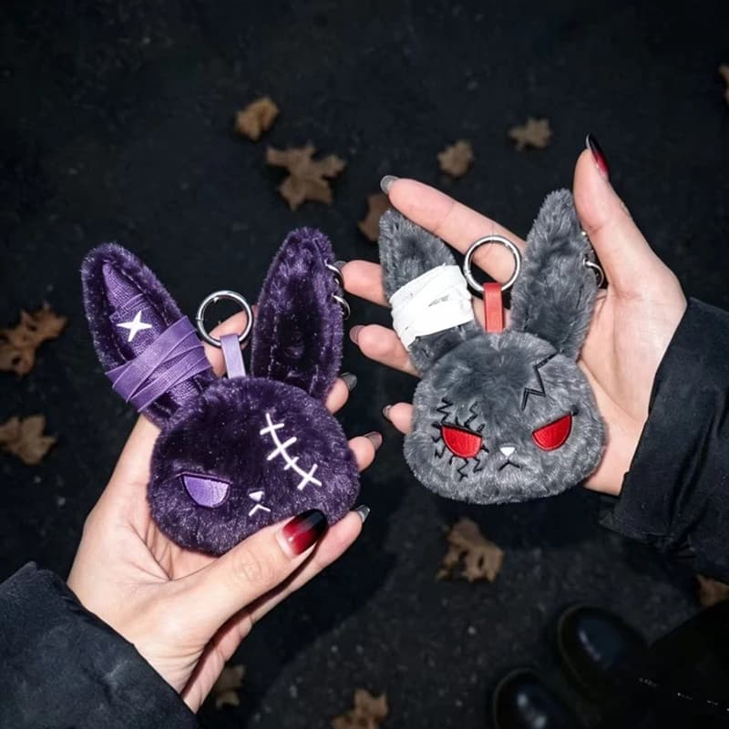 Gothic Bunny Plush Keychain Rabbit Bag Charm Horror Pendant Bandage Dark — image 7