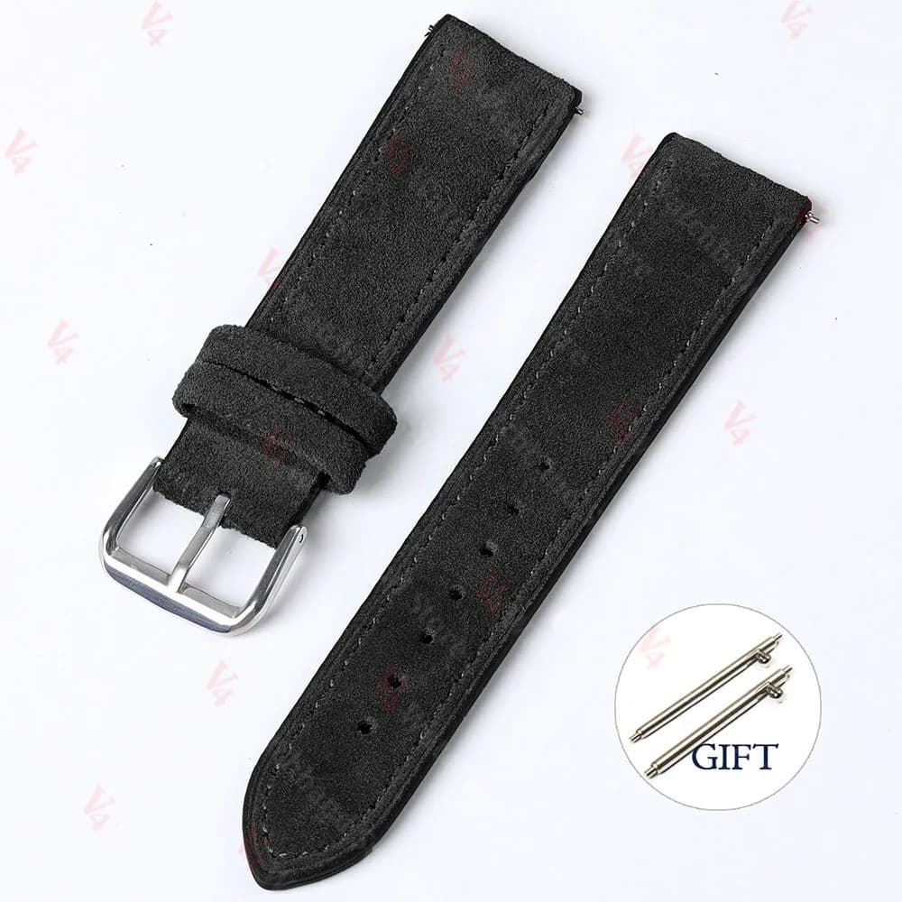 Watch Strap 18mm 19mm 20mm 22mm Suede Cowhide Handmade New Vintage Band Gray for — image 19
