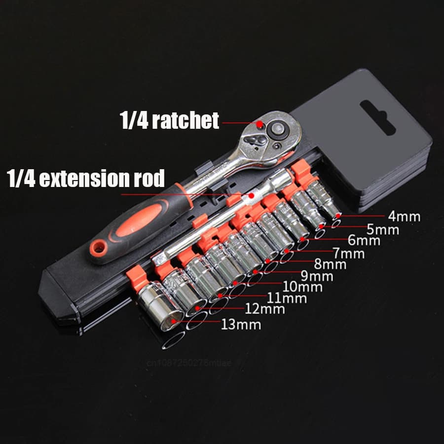 Universal Socket Wrench Kit with Extension Rod for Car Motorcycle Automotive — image 2
