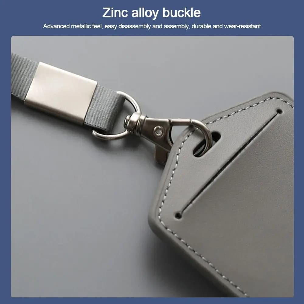 Leather ID Card Holder With Neck Lanyard Badge Work New High Quality Genuine New — image 3