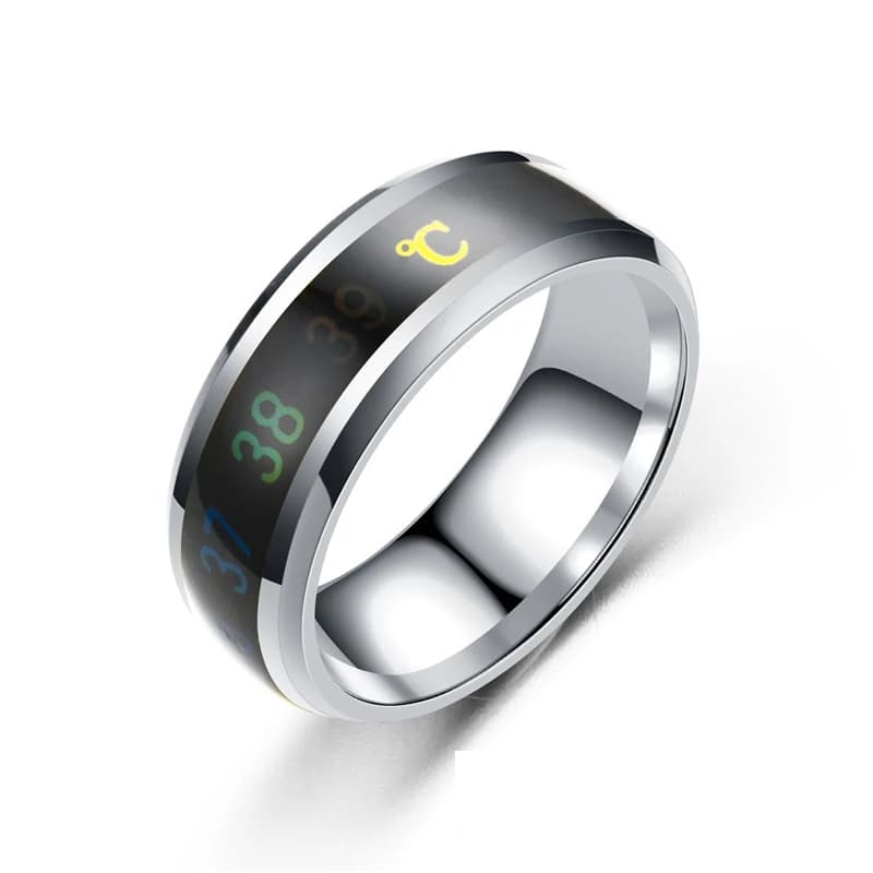 Smart Temperature Sensitive Mood Ring Stainless Steel Waterproof Couple Ring — image 2