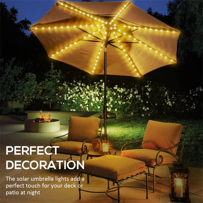 LED String Lights Patio Umbrella 8 Mode Remote Control Solar New Lighting with U — image 4