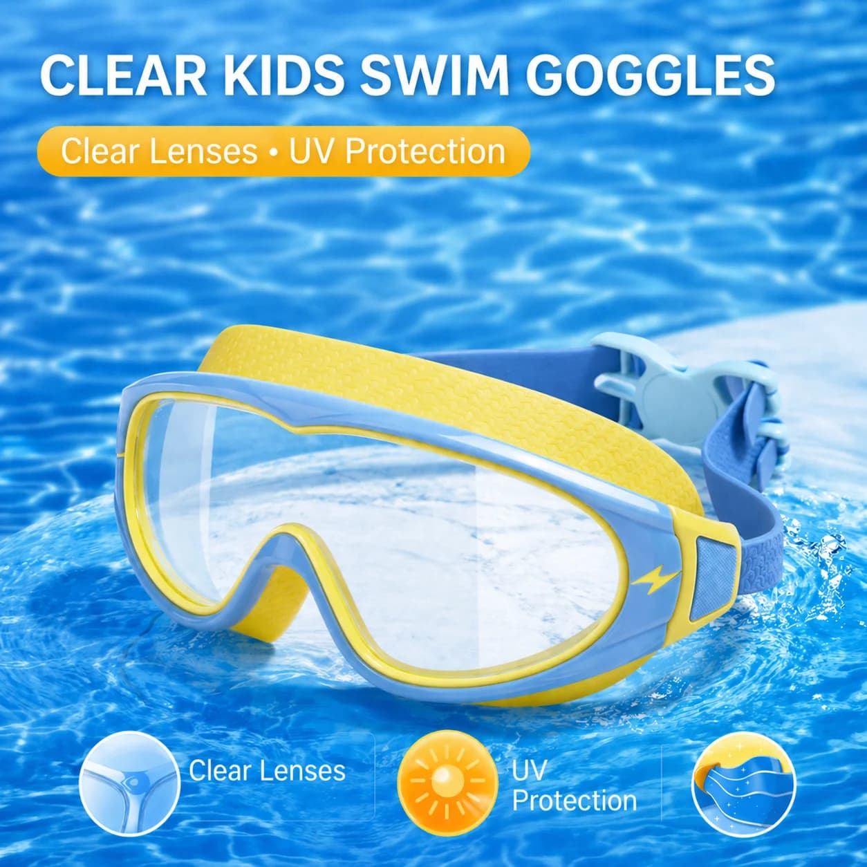 Kids Swimming Goggles Anti-Fog Wide View Big Frame for Boys Girls Ages 3-15 — image 12