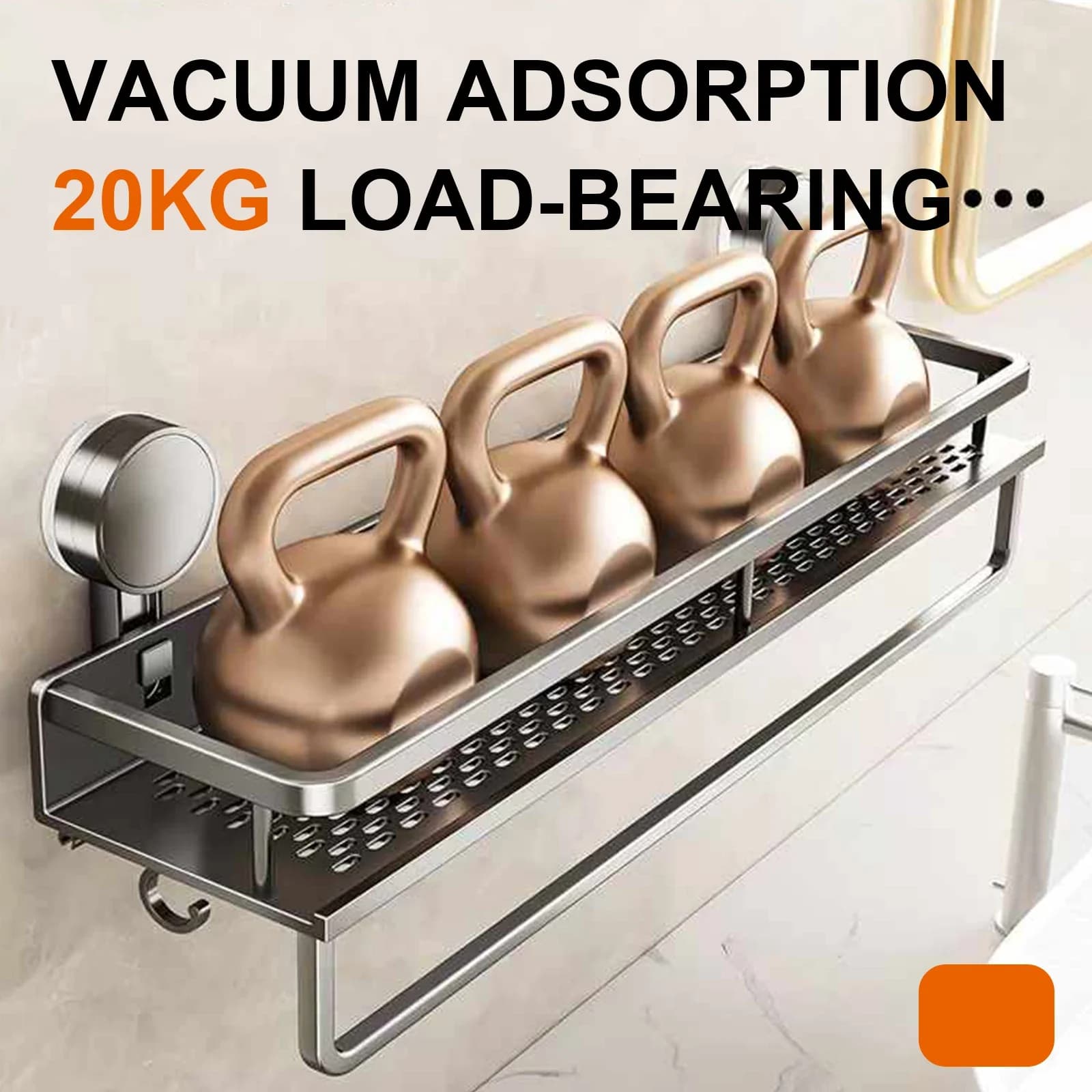 No-Drill Bathroom Suction Cup Shelf Storage Rack Wall Hanging — image 4